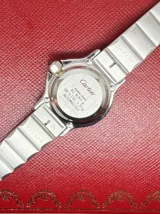 Cartier Santos Octagonal Ladies 26x31mm Stainless Steel & 18ct Yellow Gold Burgundy Dial 2965 1980s