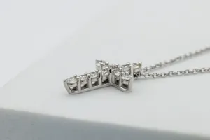 18ct White Gold Diamond Cross Pendant Necklace – 0.51ct E/V