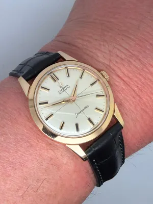 Omega Seamaster Automatic 34mm 18ct Rose Gold Cream Crosshair Dial 14704-61 SC 1962