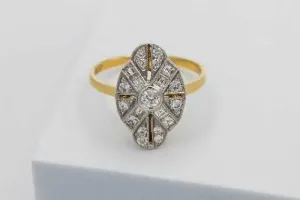 18ct Yellow Gold Diamond Diagonal Cross Design Ring 0.85ct