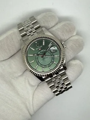 Rolex Oyster Perpetual Sky-Dweller 42mm Oystersteel & 18ct White Gold Green Dial Jubilee Bracelet 336934 2025 UNWORN