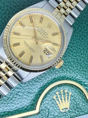 Rolex Oyster Perpetual Datejust 36mm Stainless Steel & 18ct Yellow Gold Jubilee Champagne Dial 16013 1979