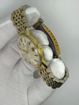 Omega Genève Automatic 34mm Gold Capped Beads of Rice Bracelet Reference 166.037 1968