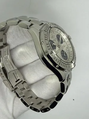 Breitling Colt Quartz Chronograph Chronometer 38mm Stainless Steel Silver Dial Blue Sub Dials A73350 2005