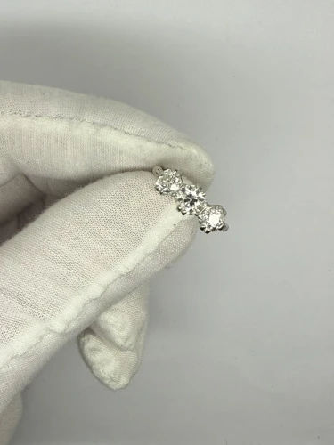 Vintage Platinum Three Stone Old Cut Diamond Trilogy Ring 2.05ct