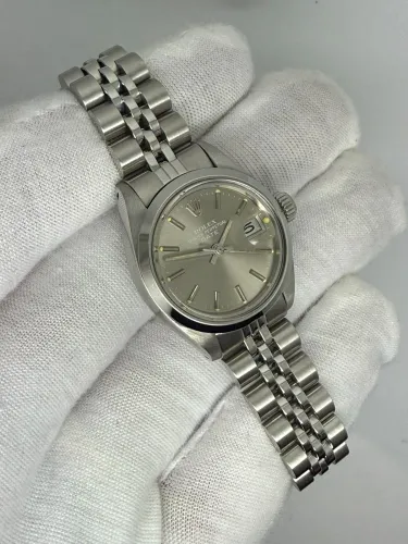Rolex Oyster Perpetual Date Ladies 26mm Stainless Steel Slate Grey Dial 6916 1982