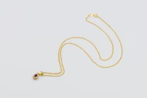 9ct Yellow Gold Ruby and Diamond Necklace 0.19ct Oval Ruby & 0.08ct Brilliant Cut Diamond