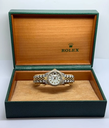 Rolex Ladies Datejust 26mm Mother of Pearl Diamond Dial & Custom Diamond Bezel 69173 1984