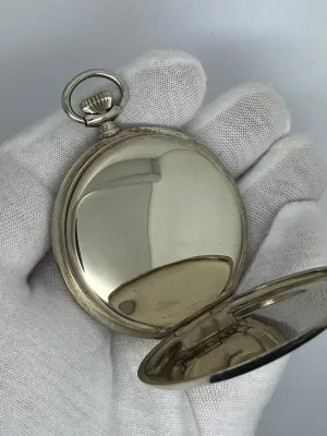 Omega Pocket Watch Steel Case Manual Wind Vintage 1930