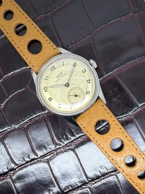 Tissot Antimagnetique Manual Wind 34mm Stainless Steel Patina Dial 6445-4 1940s