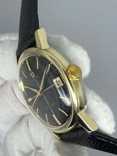 Omega Seamaster Manual Wind 34mm Gold Capped Black Crosshair Dial 14384-4-SC 1961