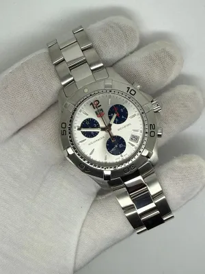 TAG Heuer Aquaracer Quartz Chronograph 41mm Stainless Steel Silver Dial Blue Sub Dials CAF1111 2006