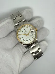 Rolex Oyster Perpetual Date 34mm Stainless Steel & 18ct Yellow Gold Fluted Bezel Oyster Bracelet 15000 1981