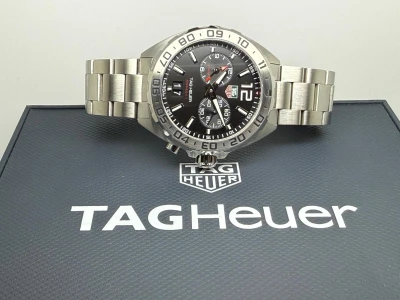 TAG Heuer Formula 1 Quartz Alarm 41mm Stainless Steel Black Dial Bracelet WAZ111A 2019