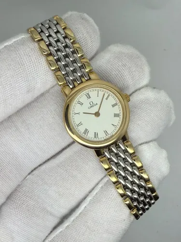 Omega Seamaster Ladies Quartz 22mm Steel & Gold Plated White Roman Dial DL 7950.897 1989