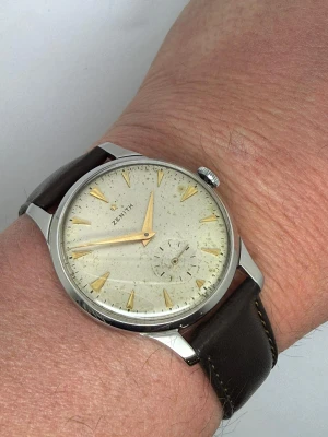 Zenith Manual Wind 36mm Stainless Steel Silver Dial Gold Furniture 1950s