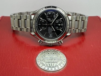 Omega Speedmaster Automatic Date Speedy Reduced 39mm Stainless Steel Black Chronograph Dial Tachymetre Bezel 3513.30 2012