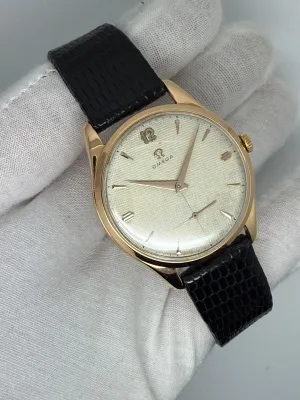 Omega Jumbo Manual Wind 37.5mm 18ct Rose Gold Honeycomb Dial 2620 1947