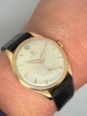 Omega Jumbo Manual Wind 37.5mm 18ct Rose Gold Honeycomb Dial 2620 1947