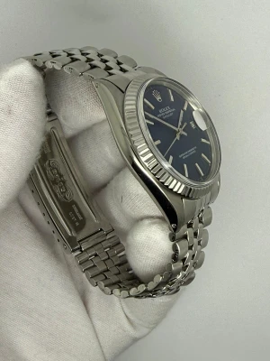 Rolex Oyster Perpetual Datejust 36mm Stainless Steel & 18ct White Gold Fluted Bezel Blue Dial Jubilee Bracelet 1601 1973