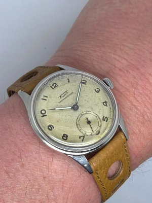 Tissot Antimagnetique Manual Wind 34mm Stainless Steel Patina Dial 6445-4 1940s