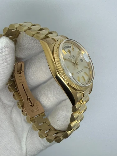 Rolex Oyster Perpetual Day-Date President 36mm 18ct Yellow Gold Silver Pie-Pan Dial 1803 1972