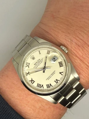 Rolex Oyster Perpetual Datejust 36mm Stainless Steel Oyster Bracelet Ivory Panna Roman Dial 16200 1989