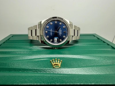 Rolex Datejust 41mm Stainless Steel & 18ct White Gold Blue Diamond Dial Oyster Bracelet 126334 2026 Brand New