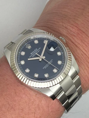 Rolex Datejust 41mm Stainless Steel & 18ct White Gold Blue Diamond Dial Oyster Bracelet 126334 2026 Brand New