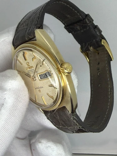 Omega Constellation Automatic Chronometer 35mm Gold Capped Silver Linen Dial 168.029 1968