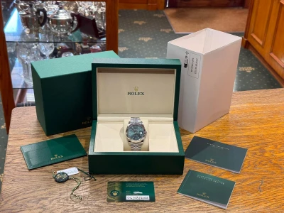 Rolex Oyster Perpetual Datejust 41mm Stainless Steel & 18ct White Gold Fluted Bezel Mint Green Dial Jubilee Bracelet 126334 2026