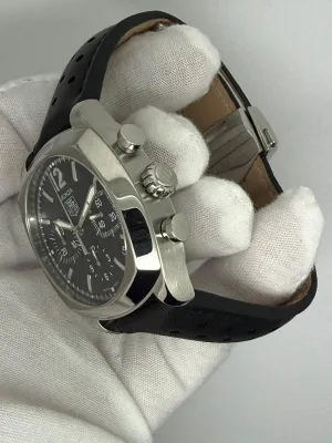 TAG Heuer Monza Automatic Chronograph 38mm Stainless Steel Black Dial Leather Strap CR2113-0 2005